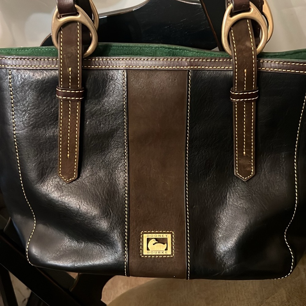 Dooney & Bourke Florentine Leather North South Skylar Tote w/ Suede Accent